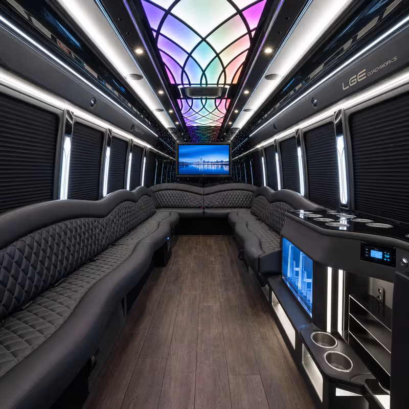 15 Passenger Party Bus Interior