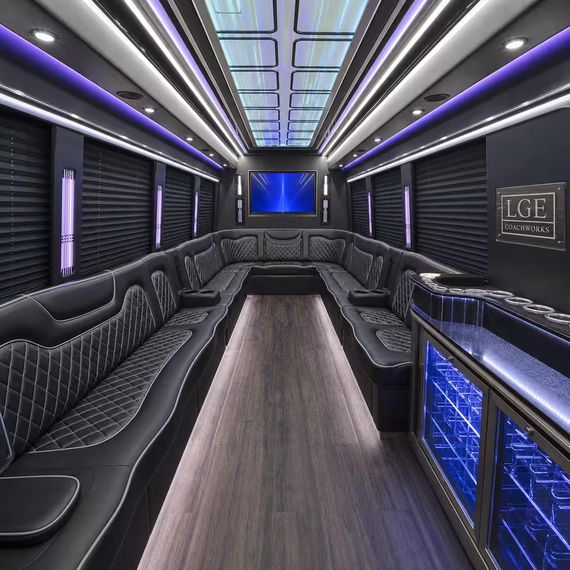 15 Passenger Party Bus Interior