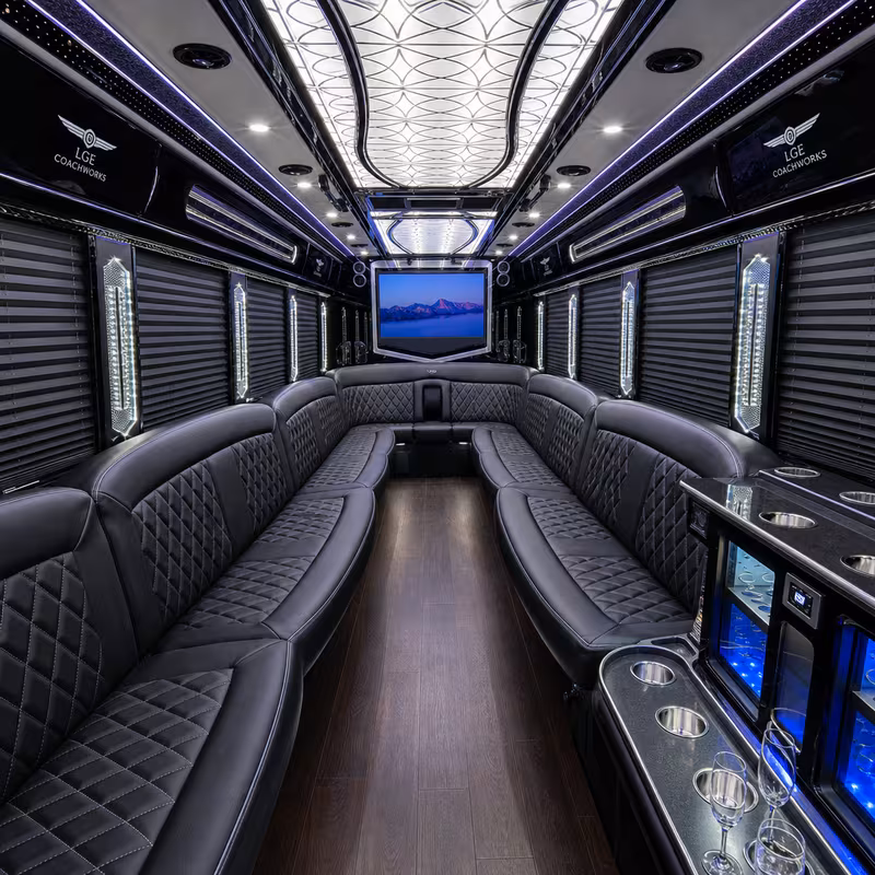 18 Passenger Party Bus Interior
