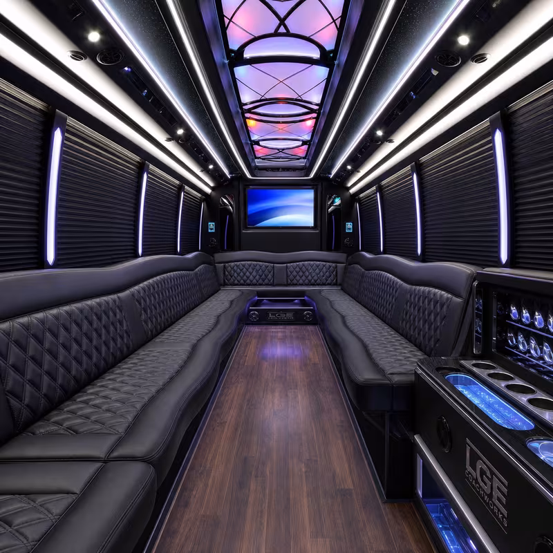 18 Passenger Party Bus Interior