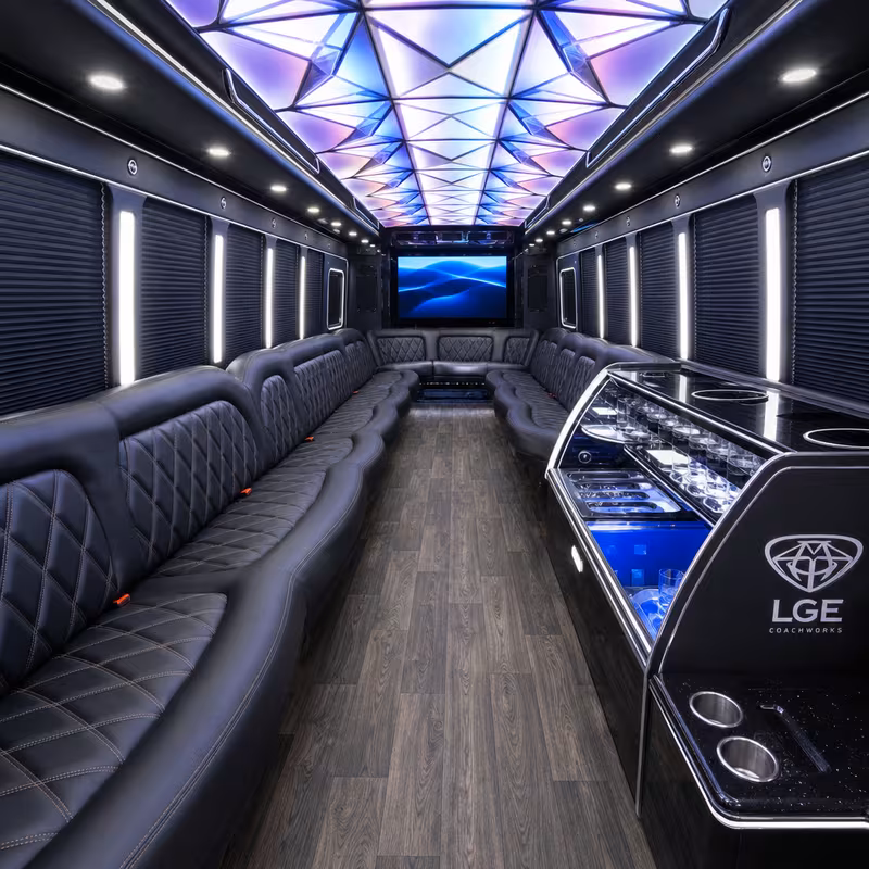 20 Passenger Party Bus Interior