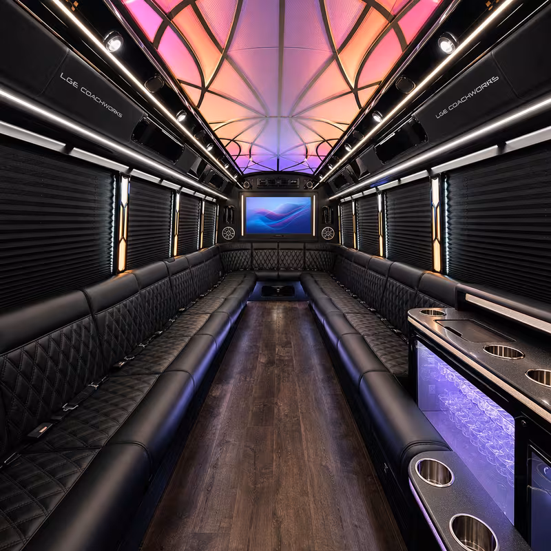 20 Passenger Party Bus Interior
