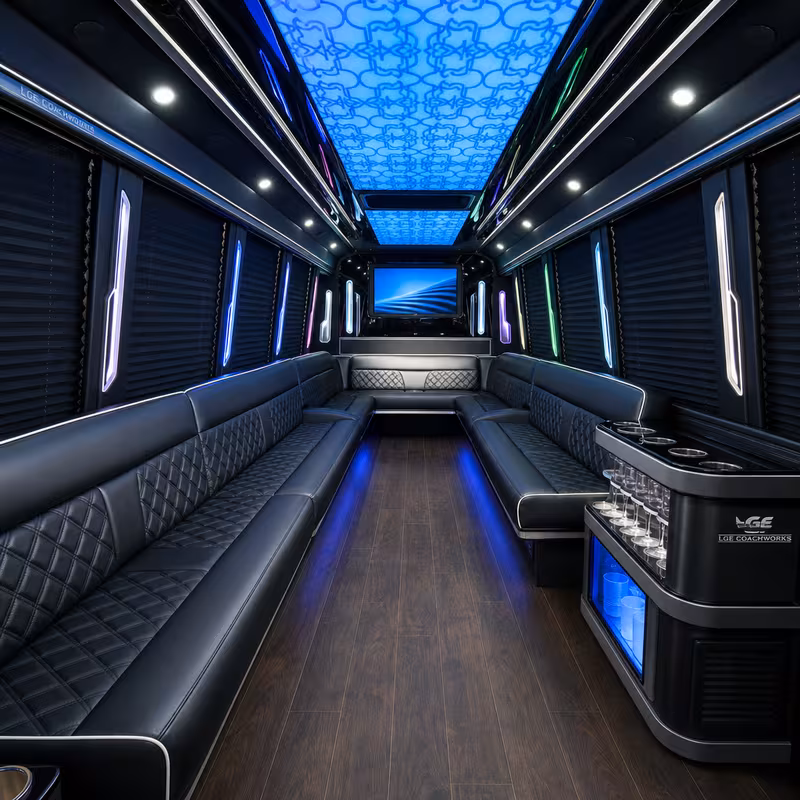 25 Passenger Party Bus Interior