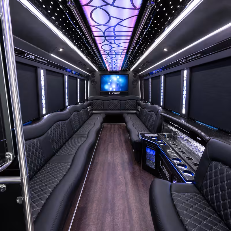 25 Passenger Party Bus Interior
