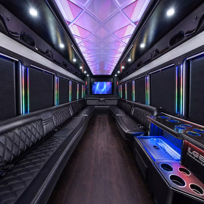 28 Passenger Party Bus Interior