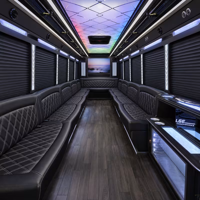 28 Passenger Party Bus Interior