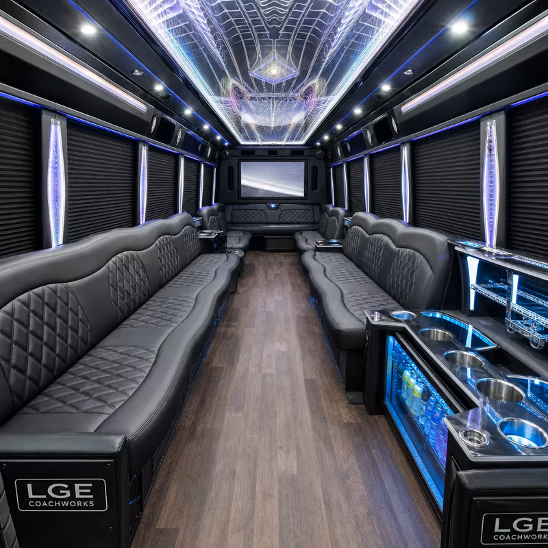 30 Passenger Party Bus Interior