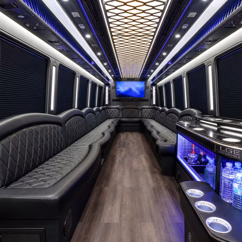50 Passenger Party Bus Interior
