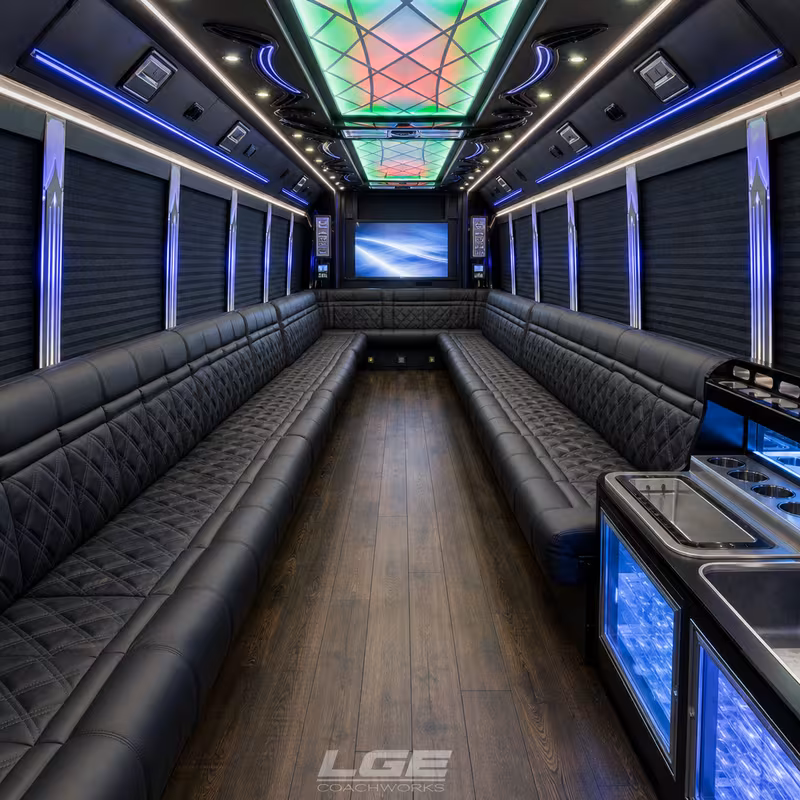 50 Passenger Party Bus Interior