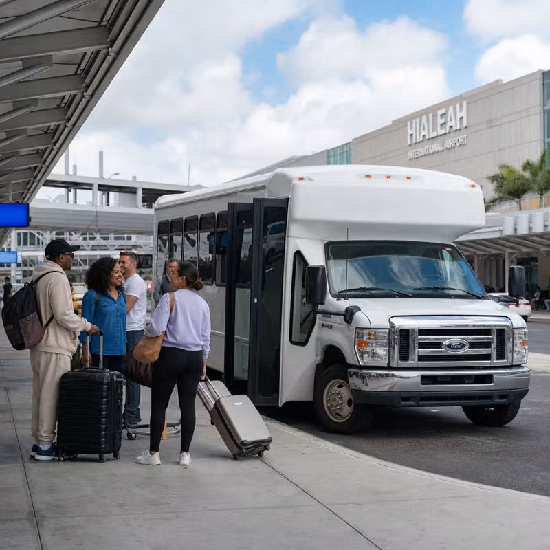 Black Mercedes Sprinter van staged for an Hialeah Airport Transportation group