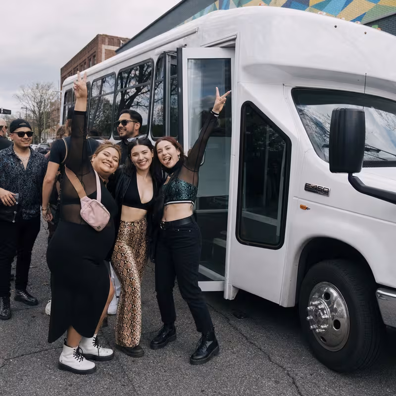 Black Mercedes Sprinter van staged for an Hialeah Concert Transportation group