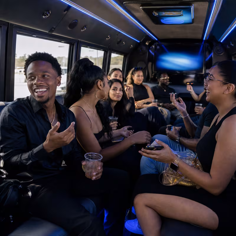 Black Mercedes Sprinter van staged for an Hialeah Private Event Transportation group