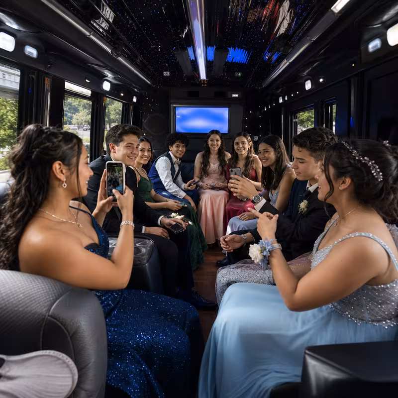 Black Mercedes Sprinter van staged for an Hialeah Prom & Homecoming Transportation group