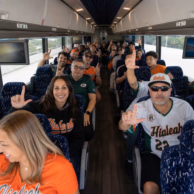 Black Mercedes Sprinter van staged for an Hialeah Sporting Event Transportation group