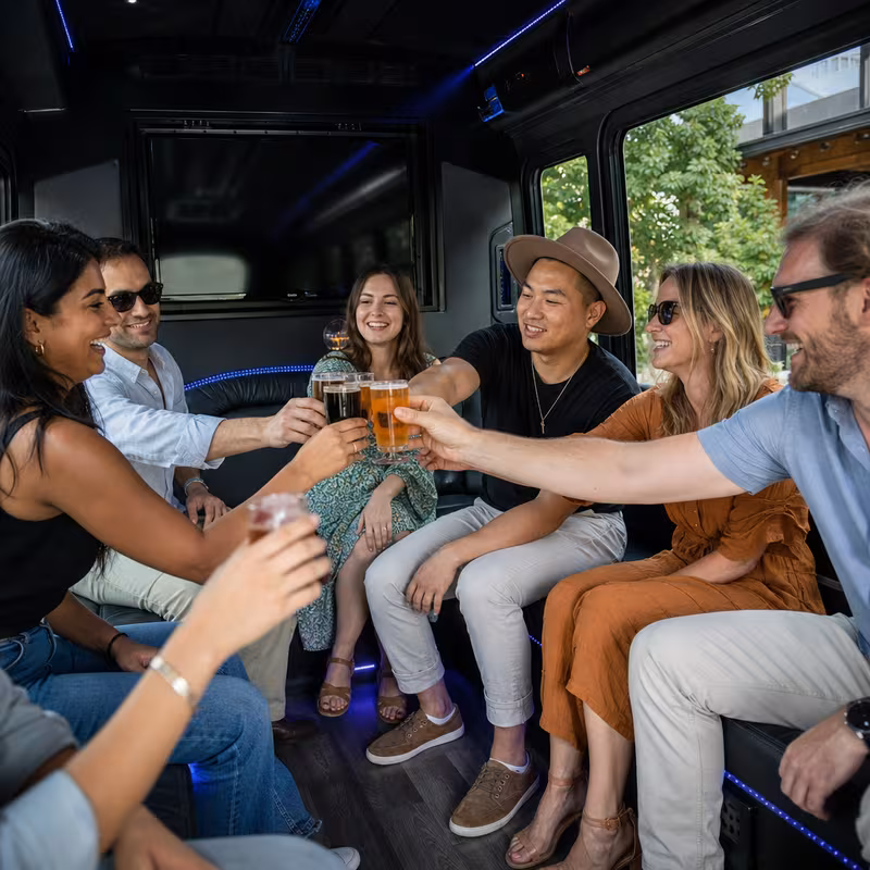 Black Mercedes Sprinter van staged for an Hialeah Winery & Brewery Tour Transportation group